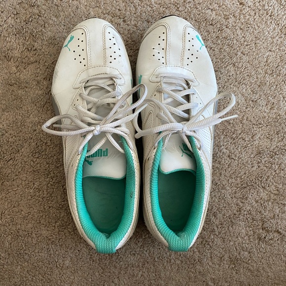 Puma white/turquoise shoes - Picture 1 of 3